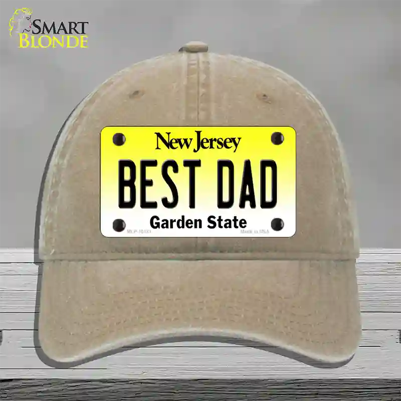 Best Dad New Jersey Novelty License Plate Hat Unconstructed Cotton / Khaki