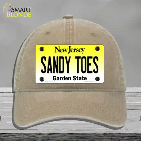 Sandy Toes New Jersey Novelty License Plate Hat Unconstructed Cotton / Khaki