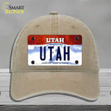 Utah Life Elevated Novelty License Plate Hat Unconstructed Cotton / Khaki