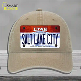 Salt Lake City Utah Novelty License Plate Hat Unconstructed Cotton / Khaki