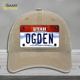 Ogden Utah Novelty License Plate Hat Unconstructed Cotton / Khaki