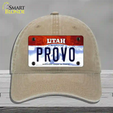 Provo Utah Novelty License Plate Hat Unconstructed Cotton / Khaki