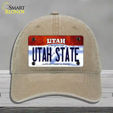 Utah State Utah Novelty License Plate Hat Unconstructed Cotton / Khaki