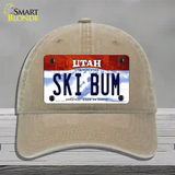 Ski Bum Utah Novelty License Plate Hat Unconstructed Cotton / Khaki