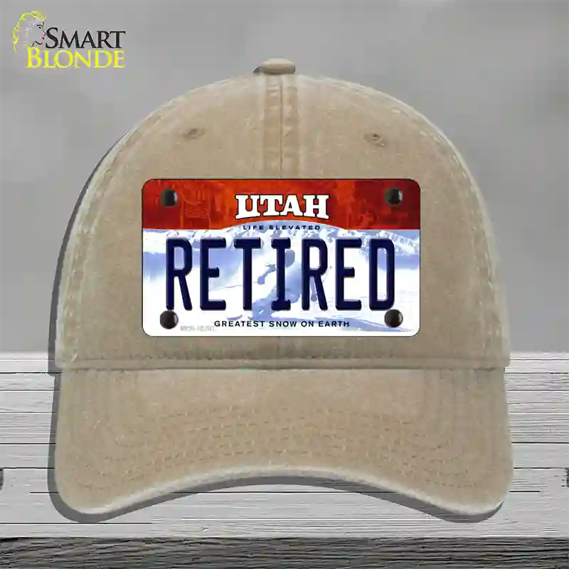 Retired Utah Novelty License Plate Hat Unconstructed Cotton / Khaki