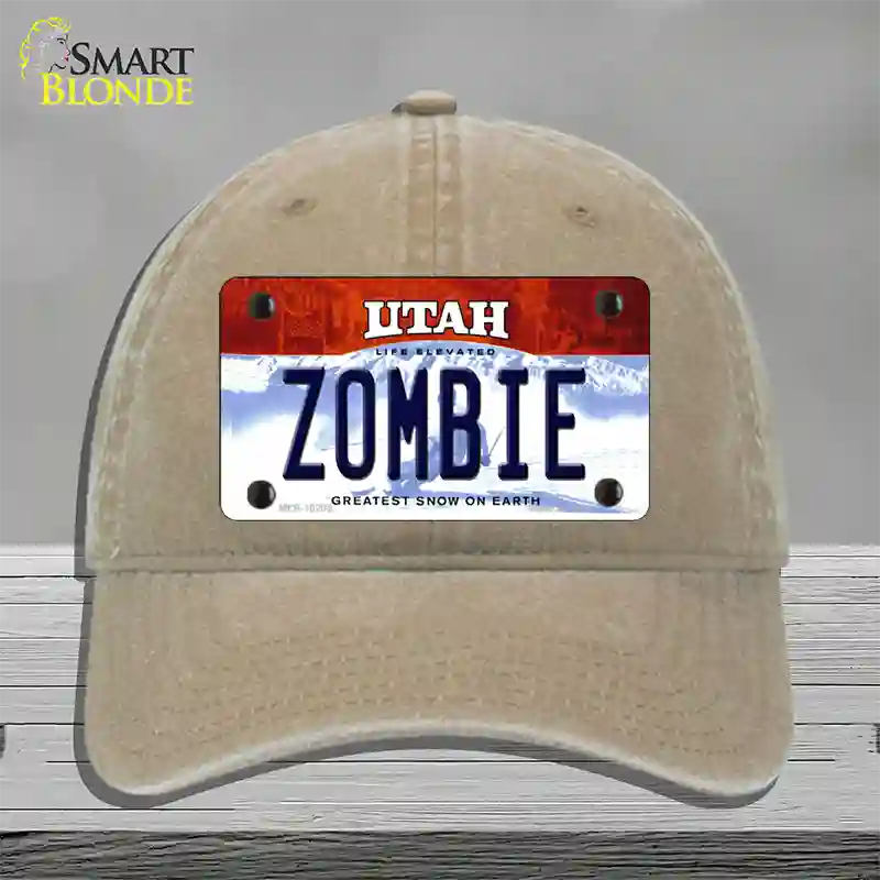 Zombie Utah Novelty License Plate Hat Unconstructed Cotton / Khaki