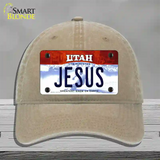 Jesus Utah Novelty License Plate Hat Unconstructed Cotton / Khaki