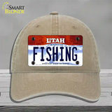 Fishing Utah Novelty License Plate Hat Unconstructed Cotton / Khaki