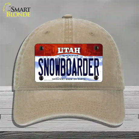 Snowboarder Utah Novelty License Plate Hat Unconstructed Cotton / Khaki