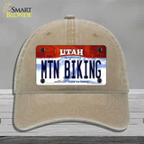 Mtn Biking Utah Novelty License Plate Hat Unconstructed Cotton / Khaki