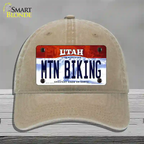 Mtn Biking Utah Novelty License Plate Hat Unconstructed Cotton / Khaki