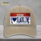 I Love Slackline Utah Novelty License Plate Hat Unconstructed Cotton / Khaki