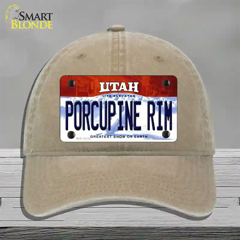 Porcupine Rim Utah Novelty License Plate Hat Unconstructed Cotton / Khaki