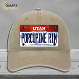 Porcupine Rim Utah Novelty License Plate Hat Unconstructed Cotton / Khaki