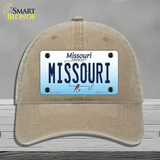 Missouri Show Me State Novelty License Plate Hat Unconstructed Cotton / Khaki