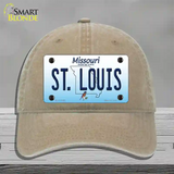 St Louis Missouri Novelty License Plate Hat Unconstructed Cotton / Khaki