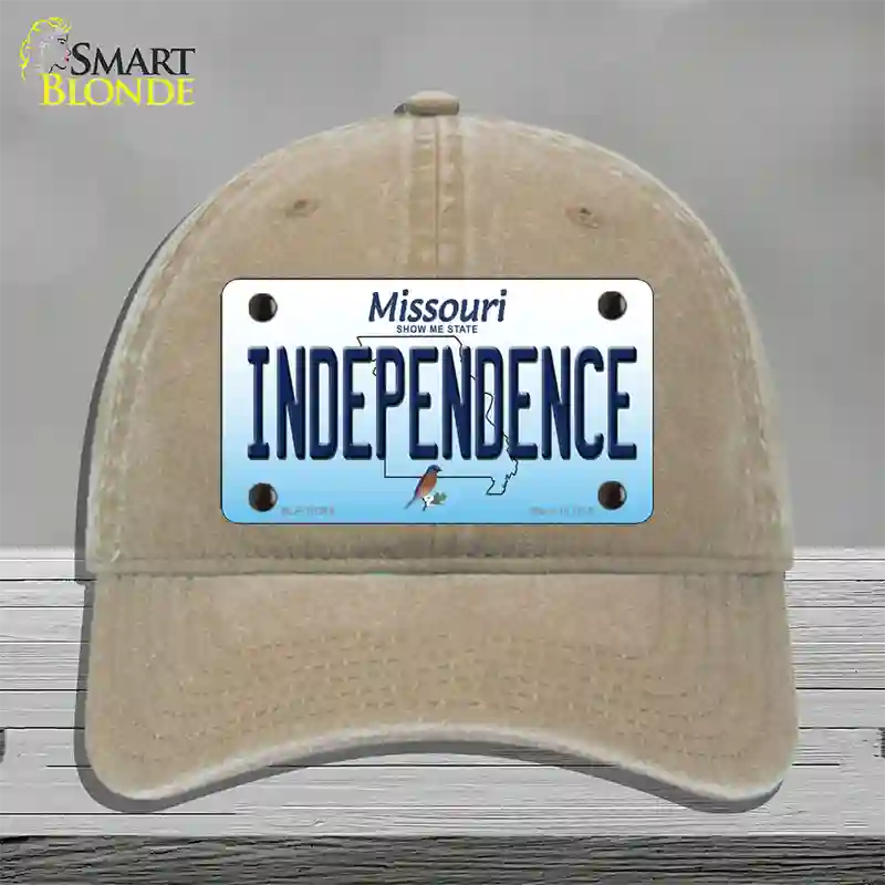 Independence Missouri Novelty License Plate Hat Unconstructed Cotton / Khaki