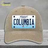 Columbia Missouri Novelty License Plate Hat Unconstructed Cotton / Khaki