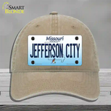 Jefferson City Missouri Novelty License Plate Hat Unconstructed Cotton / Khaki