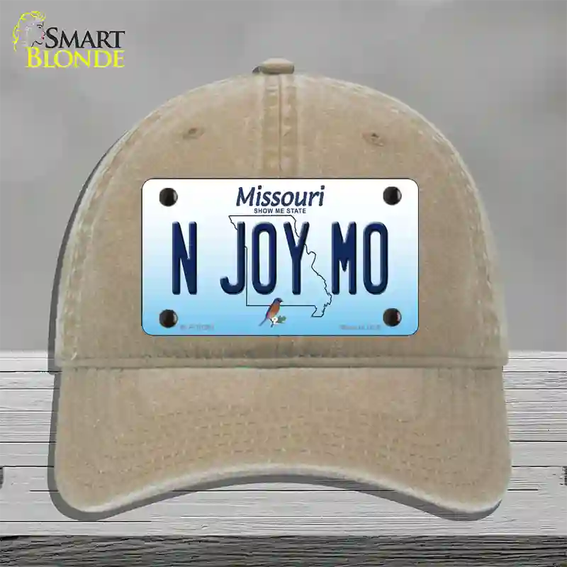 N Joy MO Missouri Novelty License Plate Hat Unconstructed Cotton / Khaki