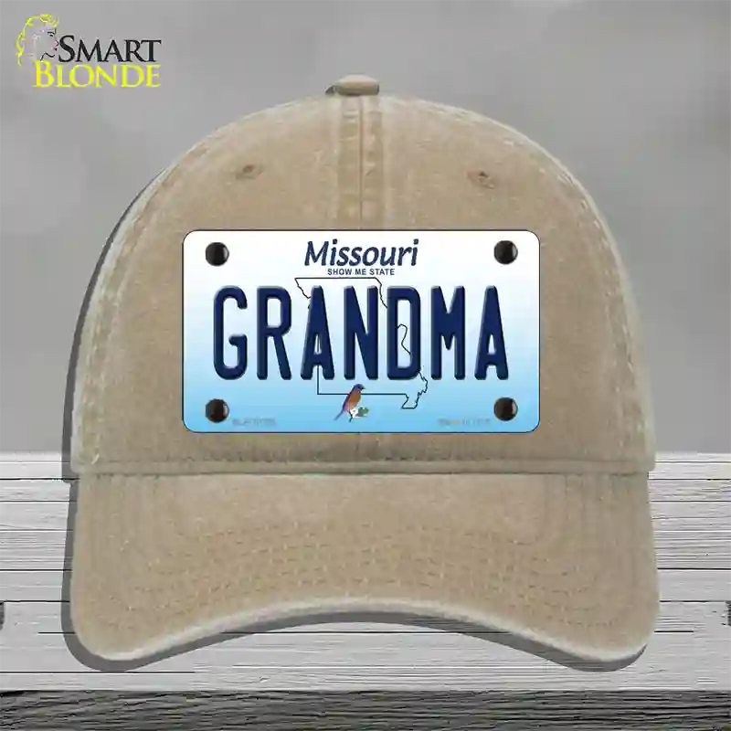 Grandma Missouri Novelty License Plate Hat Unconstructed Cotton / Khaki