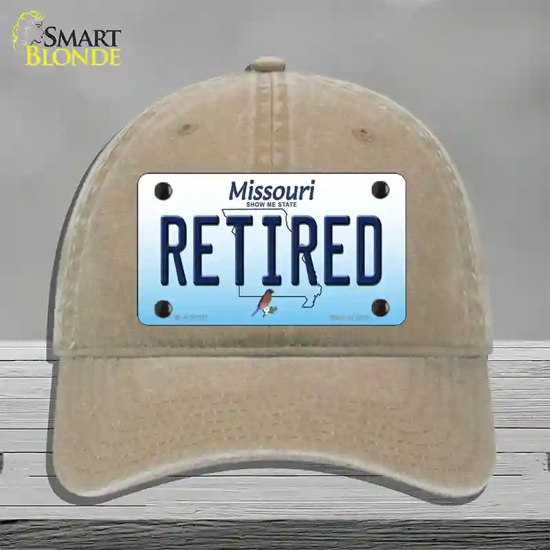 Retired Missouri Novelty License Plate Hat Unconstructed Cotton / Khaki