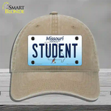 Student Missouri Novelty License Plate Hat Unconstructed Cotton / Khaki