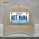 Hot Mama Missouri Novelty License Plate Hat Unconstructed Cotton / Khaki