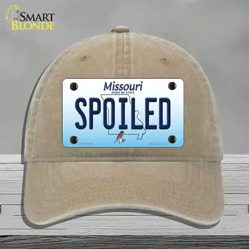 Spoiled Missouri Novelty License Plate Hat Unconstructed Cotton / Khaki