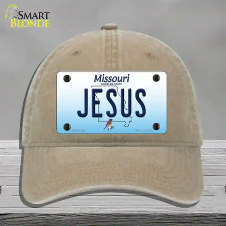 Jesus Missouri Novelty License Plate Hat Unconstructed Cotton / Khaki