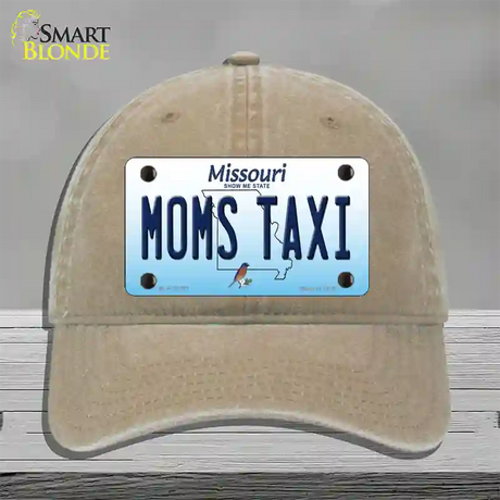 Moms Taxi Missouri Novelty License Plate Hat Unconstructed Cotton / Khaki