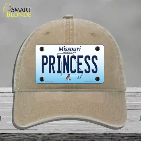 Princess Missouri Novelty License Plate Hat Unconstructed Cotton / Khaki