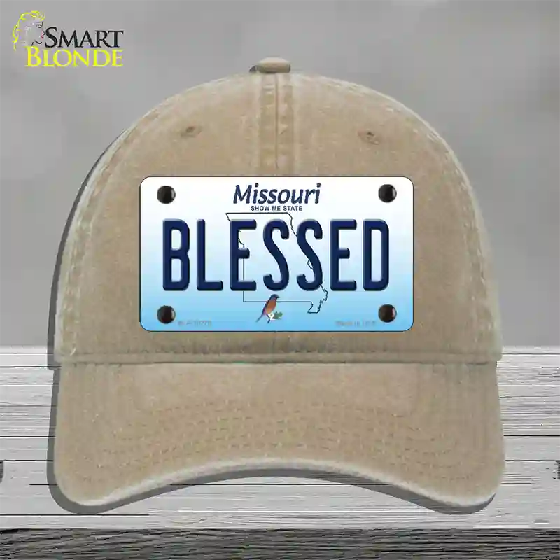 Blessed Missouri Novelty License Plate Hat Unconstructed Cotton / Khaki