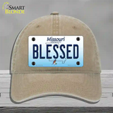 Blessed Missouri Novelty License Plate Hat Unconstructed Cotton / Khaki