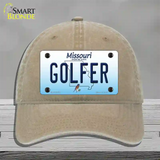 Golfer Missouri Novelty License Plate Hat Unconstructed Cotton / Khaki