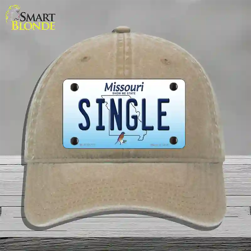 Single Missouri Novelty License Plate Hat Unconstructed Cotton / Khaki