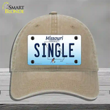 Single Missouri Novelty License Plate Hat Unconstructed Cotton / Khaki