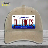 Illinois Land of Lincoln Novelty License Plate Hat Unconstructed Cotton / Khaki