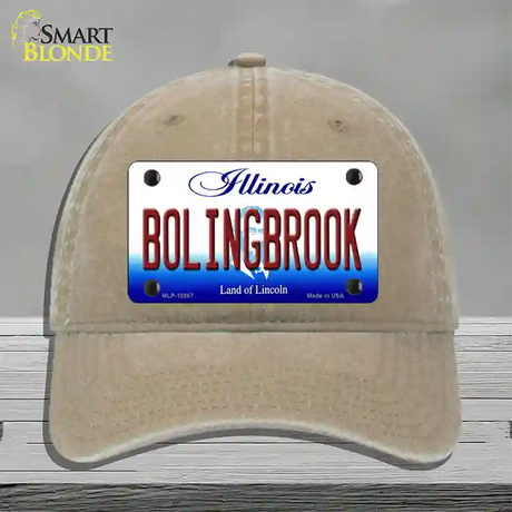 Bolingbrook Illinois Novelty License Plate Hat Unconstructed Cotton / Khaki