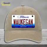 Waukegan Illinois Novelty License Plate Hat Unconstructed Cotton / Khaki