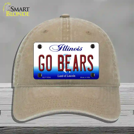 Go Bears Illinois Novelty License Plate Hat Unconstructed Cotton / Khaki