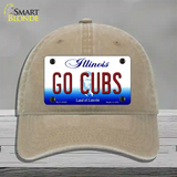 Go Cubs Illinois Novelty License Plate Hat Unconstructed Cotton / Khaki