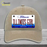 Illinois Girl Illinois Novelty License Plate Hat Unconstructed Cotton / Khaki