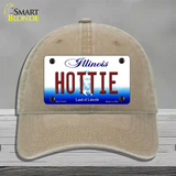 Hottie Illinois Novelty License Plate Hat Unconstructed Cotton / Khaki