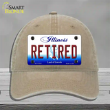 Retired Illinois Novelty License Plate Hat Unconstructed Cotton / Khaki