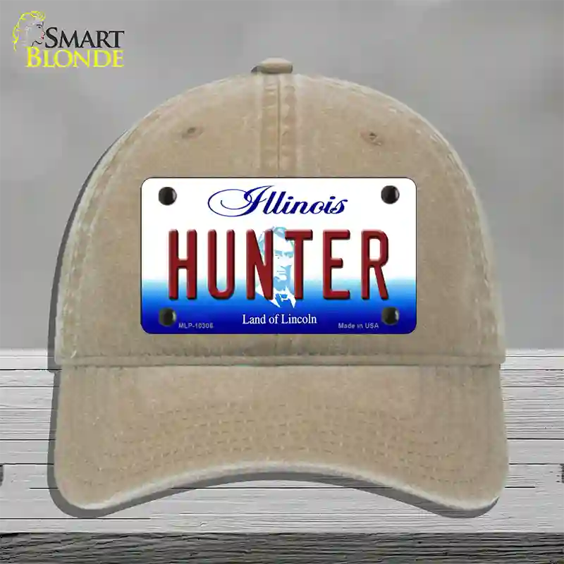 Hunter Illinois Novelty License Plate Hat Unconstructed Cotton / Khaki