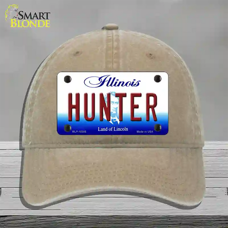 Hunter Illinois Novelty License Plate Hat Unconstructed Cotton / Khaki