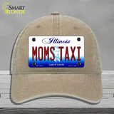 Moms Taxi Illinois Novelty License Plate Hat Unconstructed Cotton / Khaki