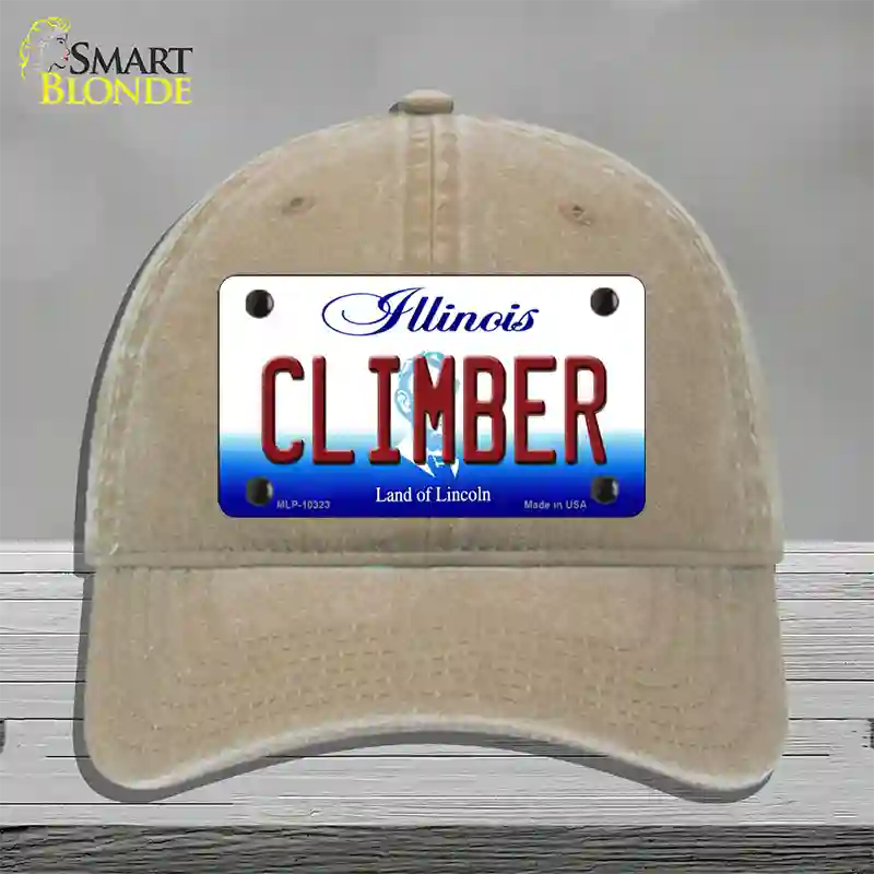 Climber Illinois Novelty License Plate Hat Unconstructed Cotton / Khaki