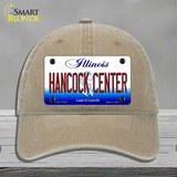 Hancock Center Illinois Novelty License Plate Hat Unconstructed Cotton / Khaki